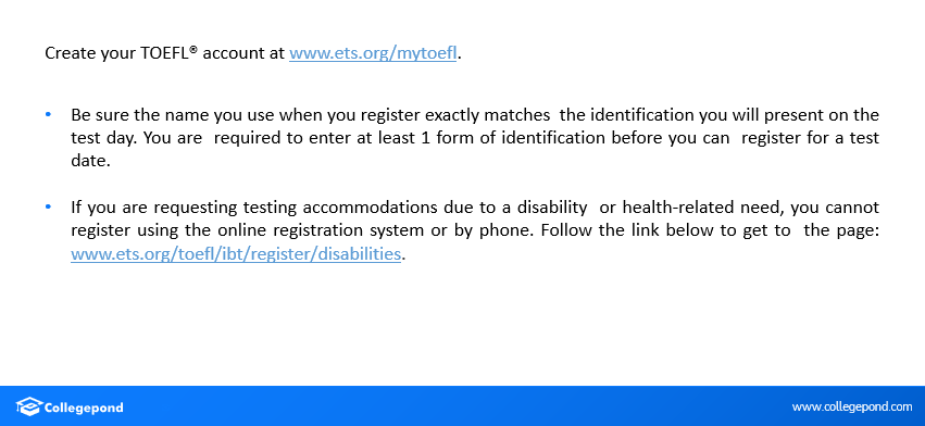 how to register on TOEFL